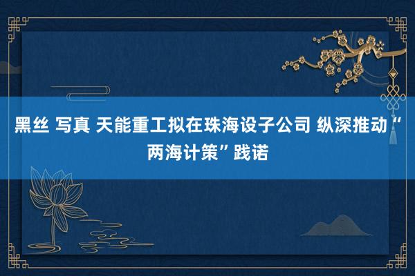 黑丝 写真 天能重工拟在珠海设子公司 纵深推动“两海计策”践诺