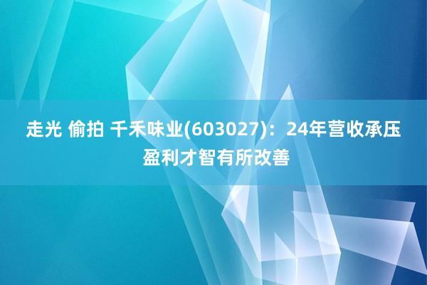 走光 偷拍 千禾味业(603027)：24年营收承压 盈利才智有所改善
